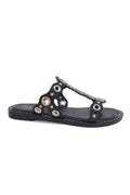 MIA DIVA Metal Eyelet Scalloped Slide Sandals Oris 2585