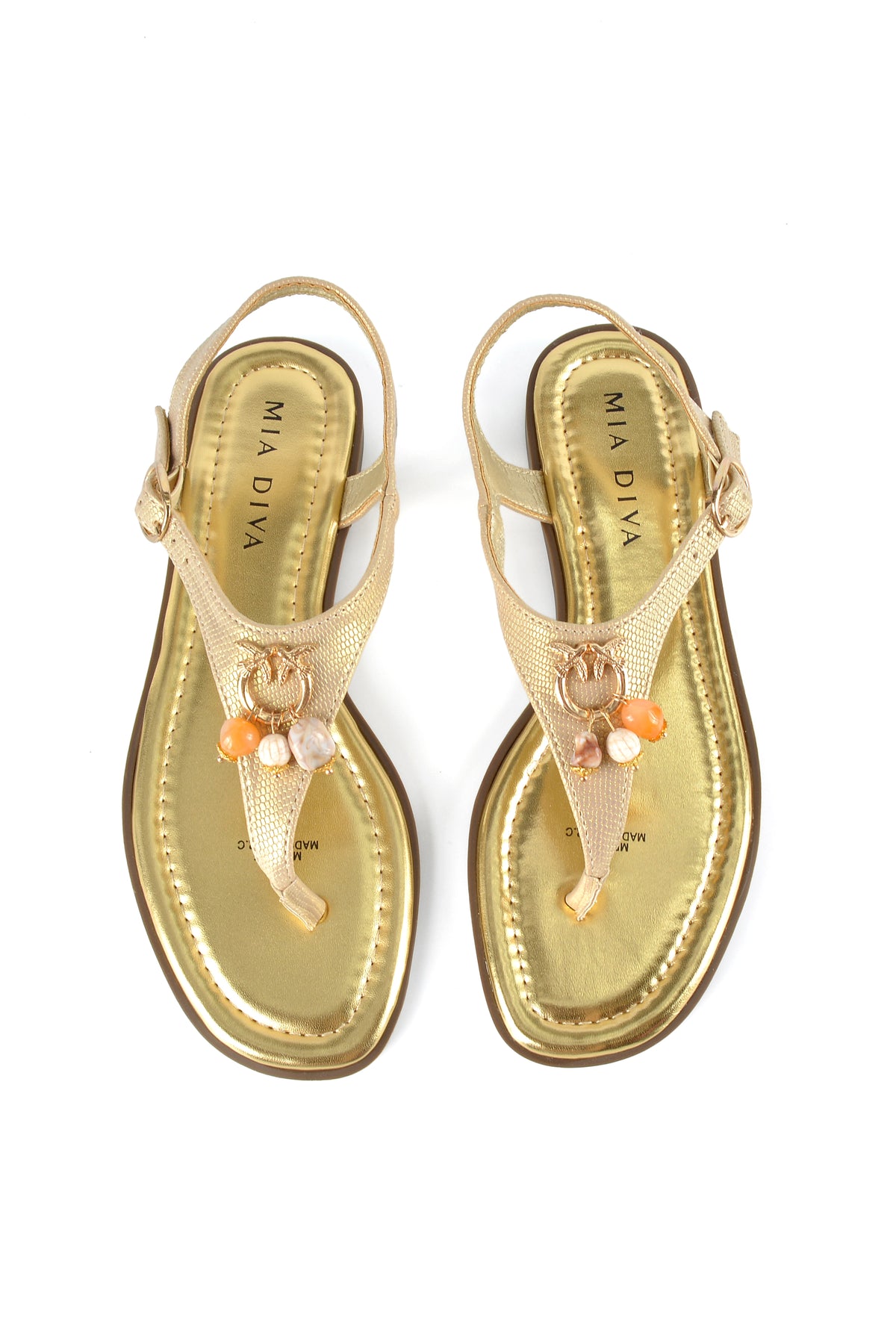 MIA DIVA T-Strap Flat Sandals Soleil 26015