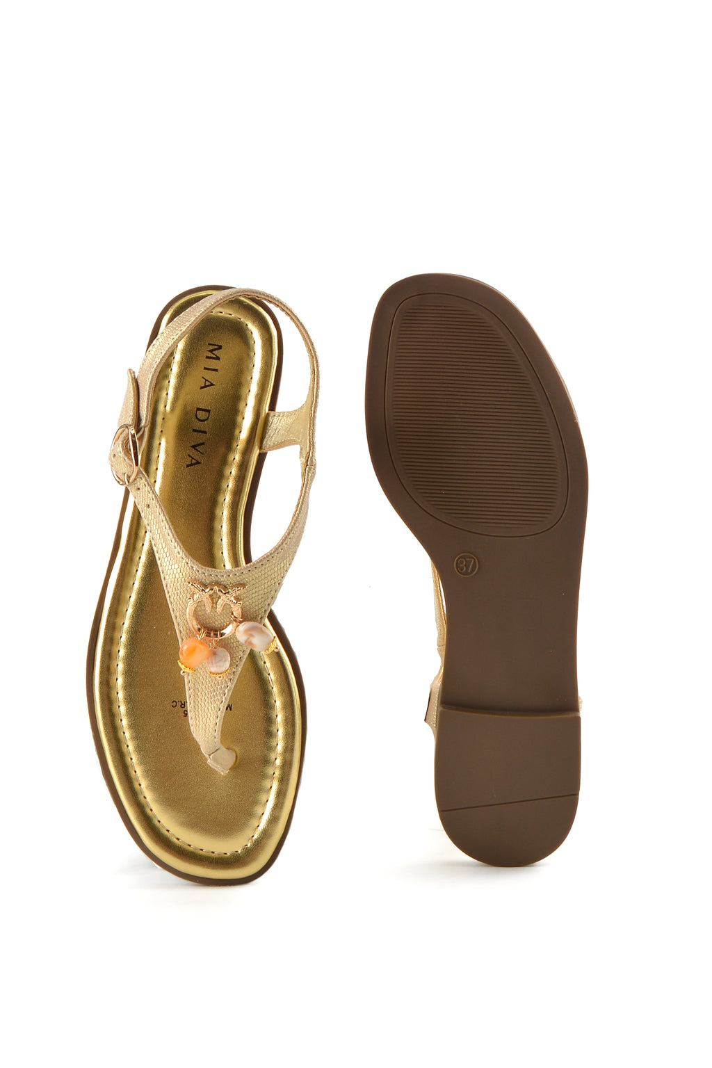 MIA DIVA T-Strap Flat Sandals Soleil 26015