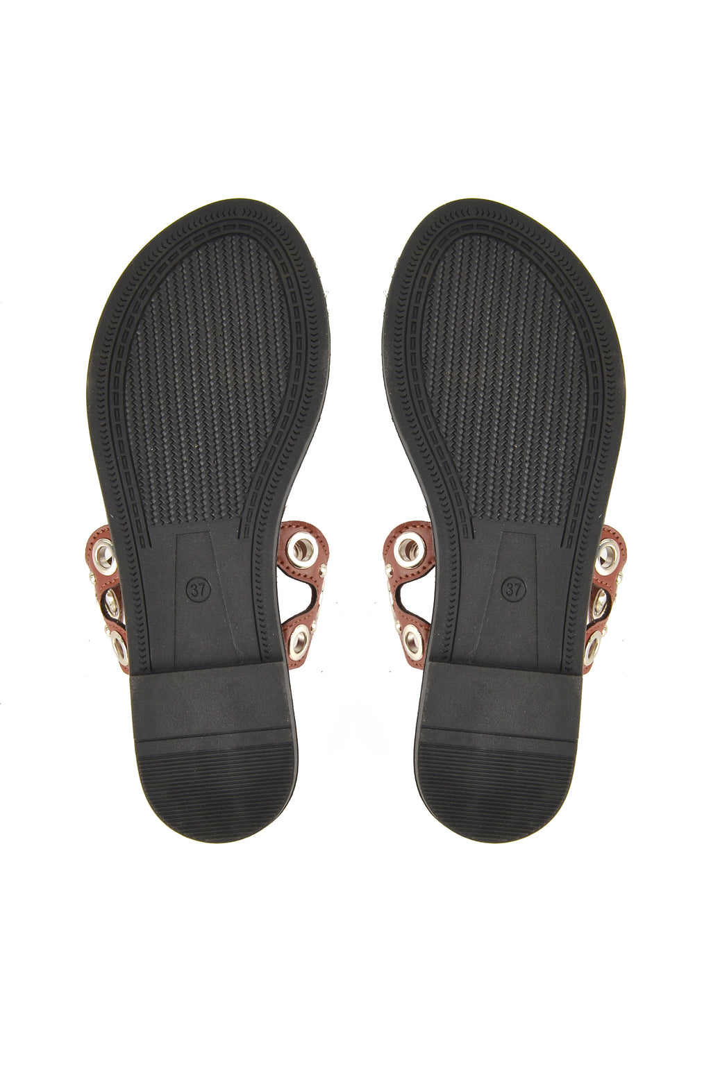 MIA DIVA Metal Eyelet Scalloped Slide Sandals Oris 2585
