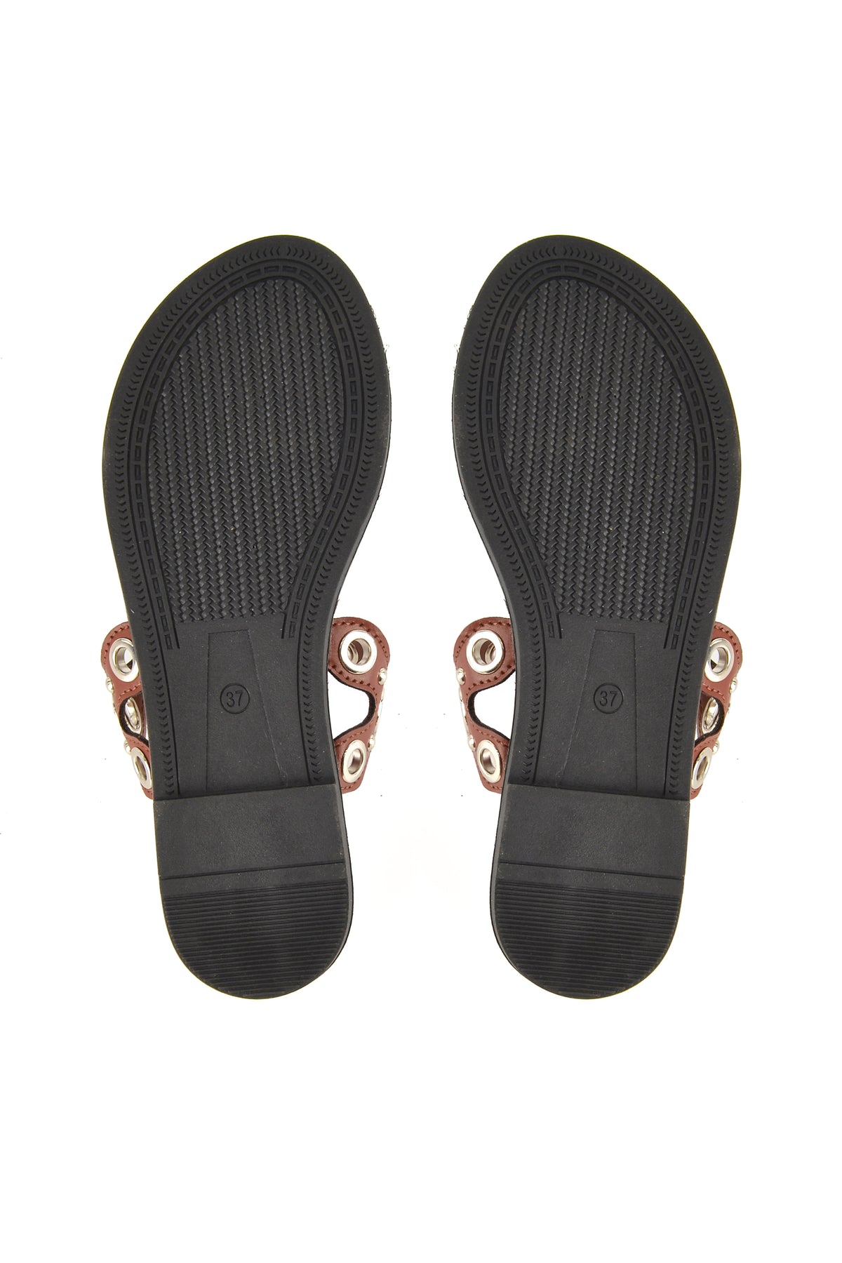 MIA DIVA Metal Eyelet Scalloped Slide Sandals Oris 2585