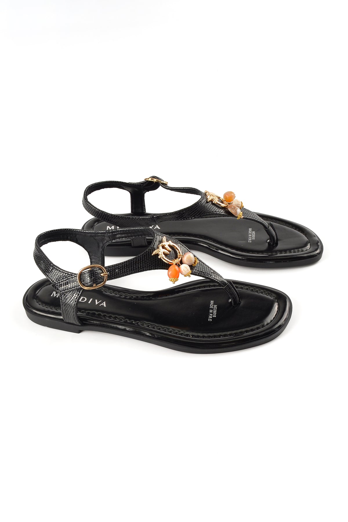 MIA DIVA T-Strap Flat Sandals Soleil 26015