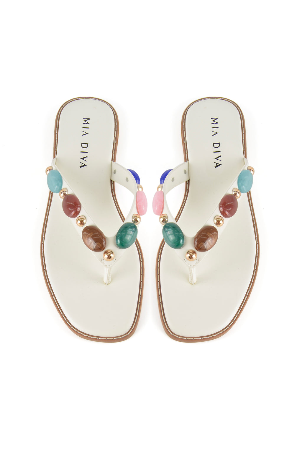MIA DIVA Colorful Gem Thong Flat Sandals Fuma 25103