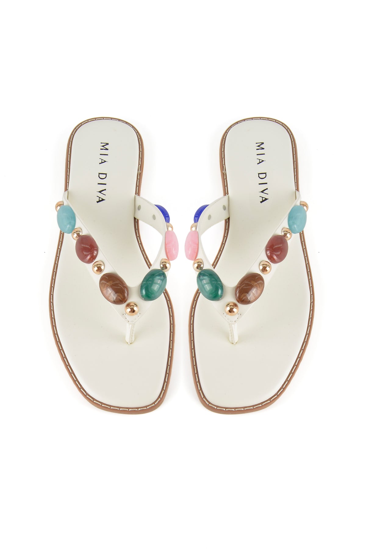 MIA DIVA Colorful Gem Thong Flat Sandals Fuma 25103