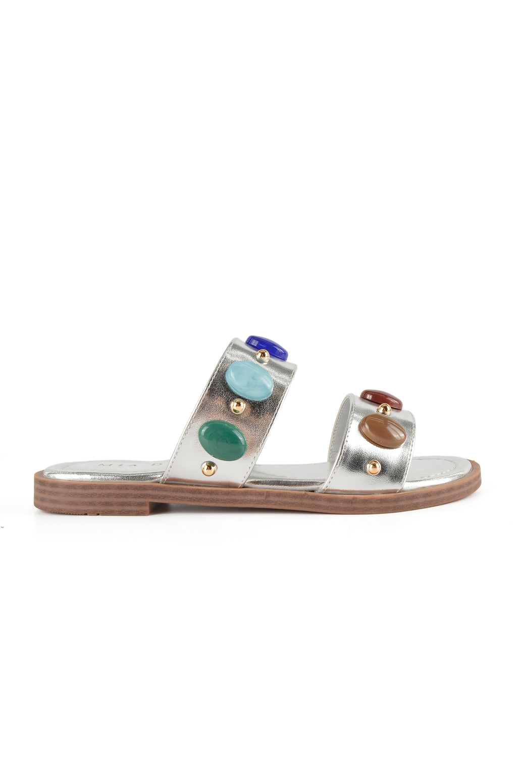 MIA DIVA Colorful Gem Double Strap Flat Sandals Bazara 2543