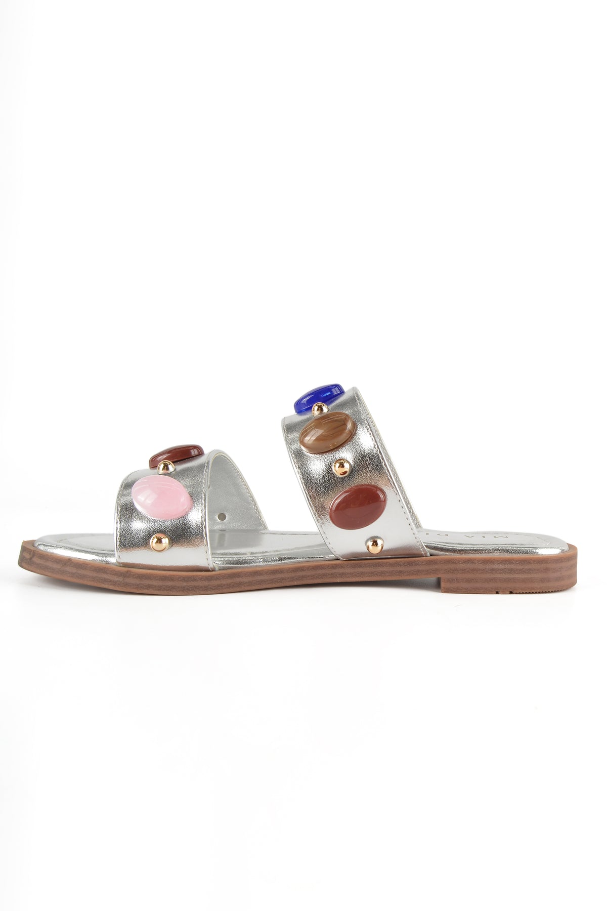 MIA DIVA Colorful Gem Double Strap Flat Sandals Bazara 2543