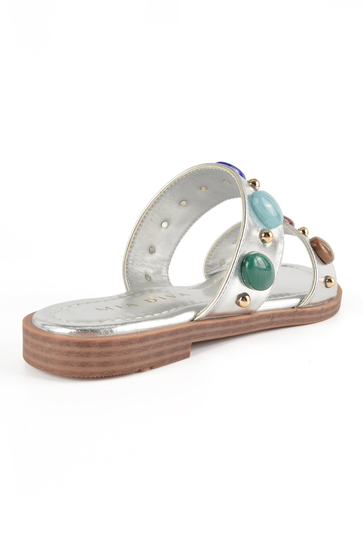 MIA DIVA Colorful Gem Double Strap Flat Sandals Bazara 2543