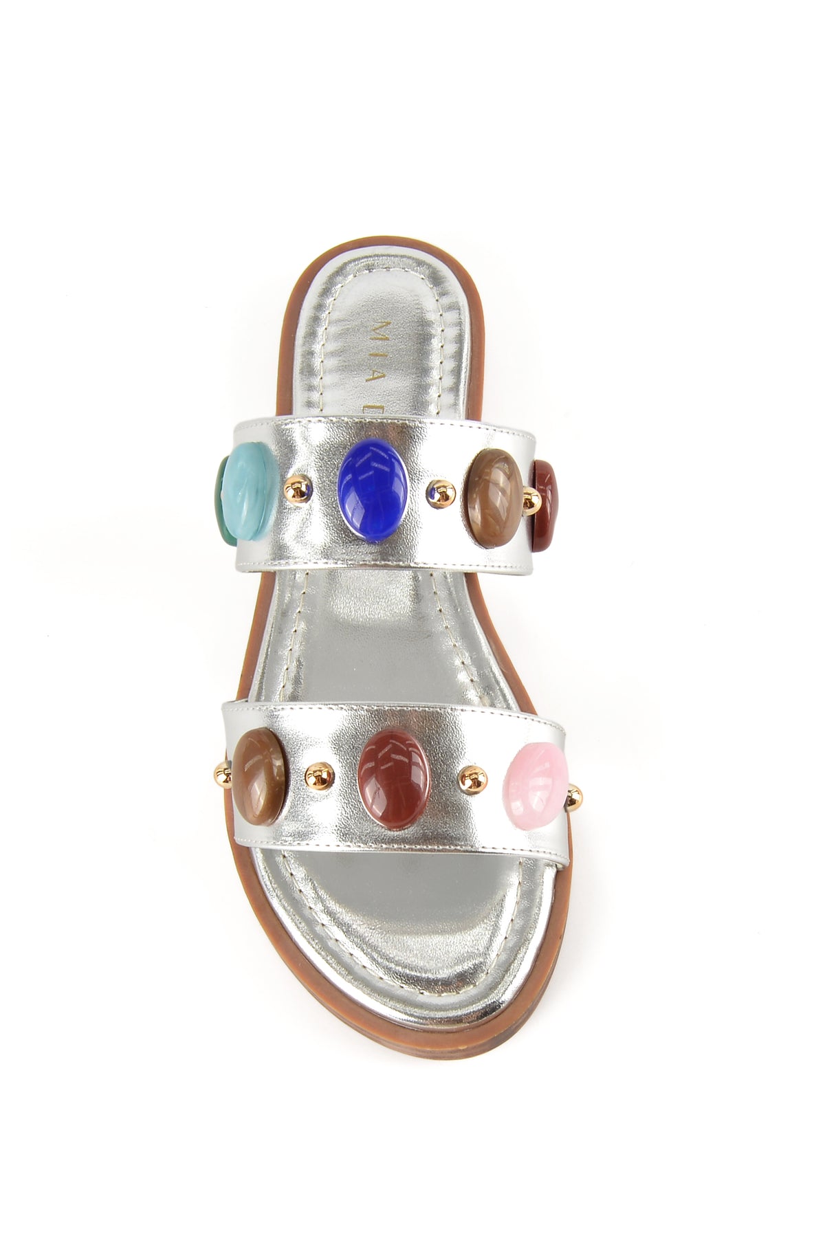 MIA DIVA Colorful Gem Double Strap Flat Sandals Bazara 2543
