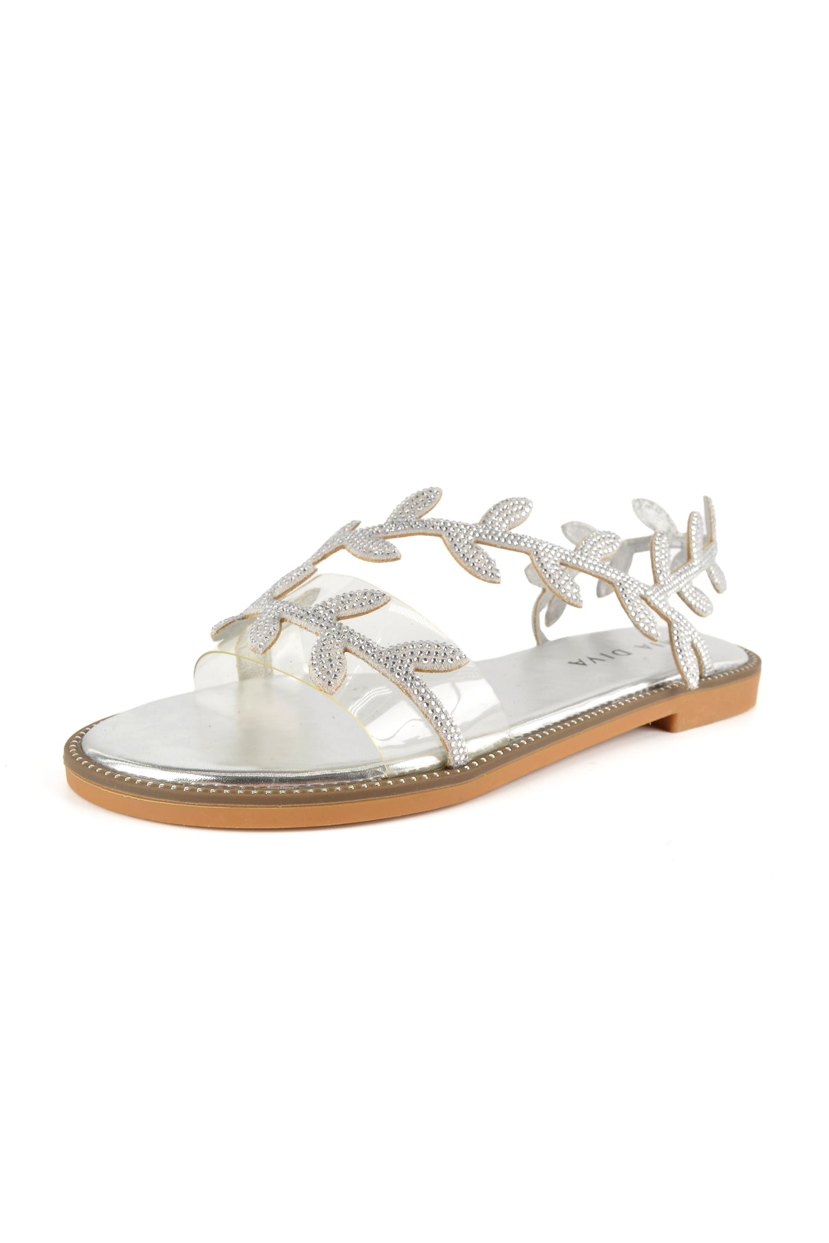 MIA DIVA Crystal Leaf Strap Flat Sandals Nymphia 25106
