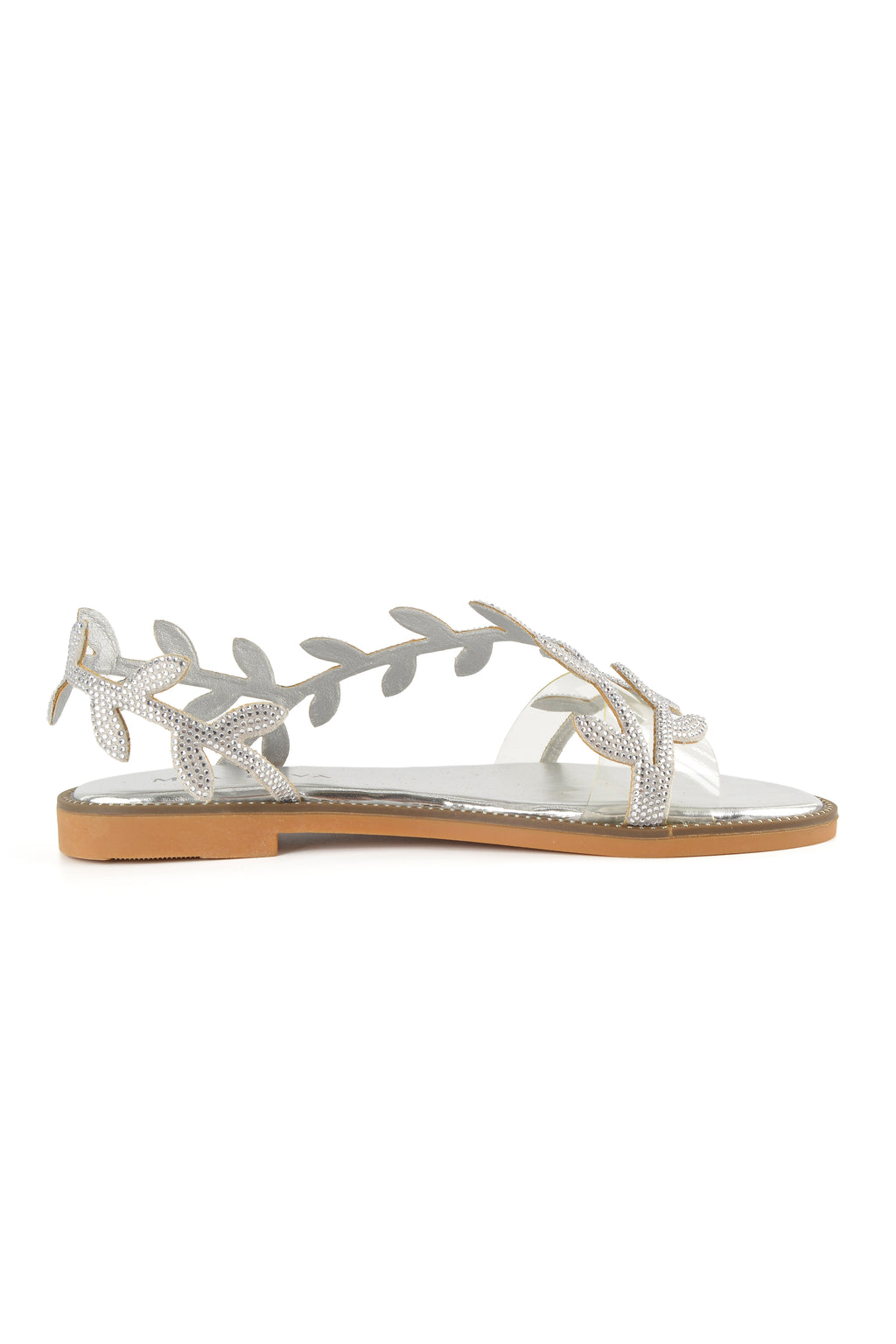 MIA DIVA Crystal Leaf Strap Flat Sandals Nymphia 25106
