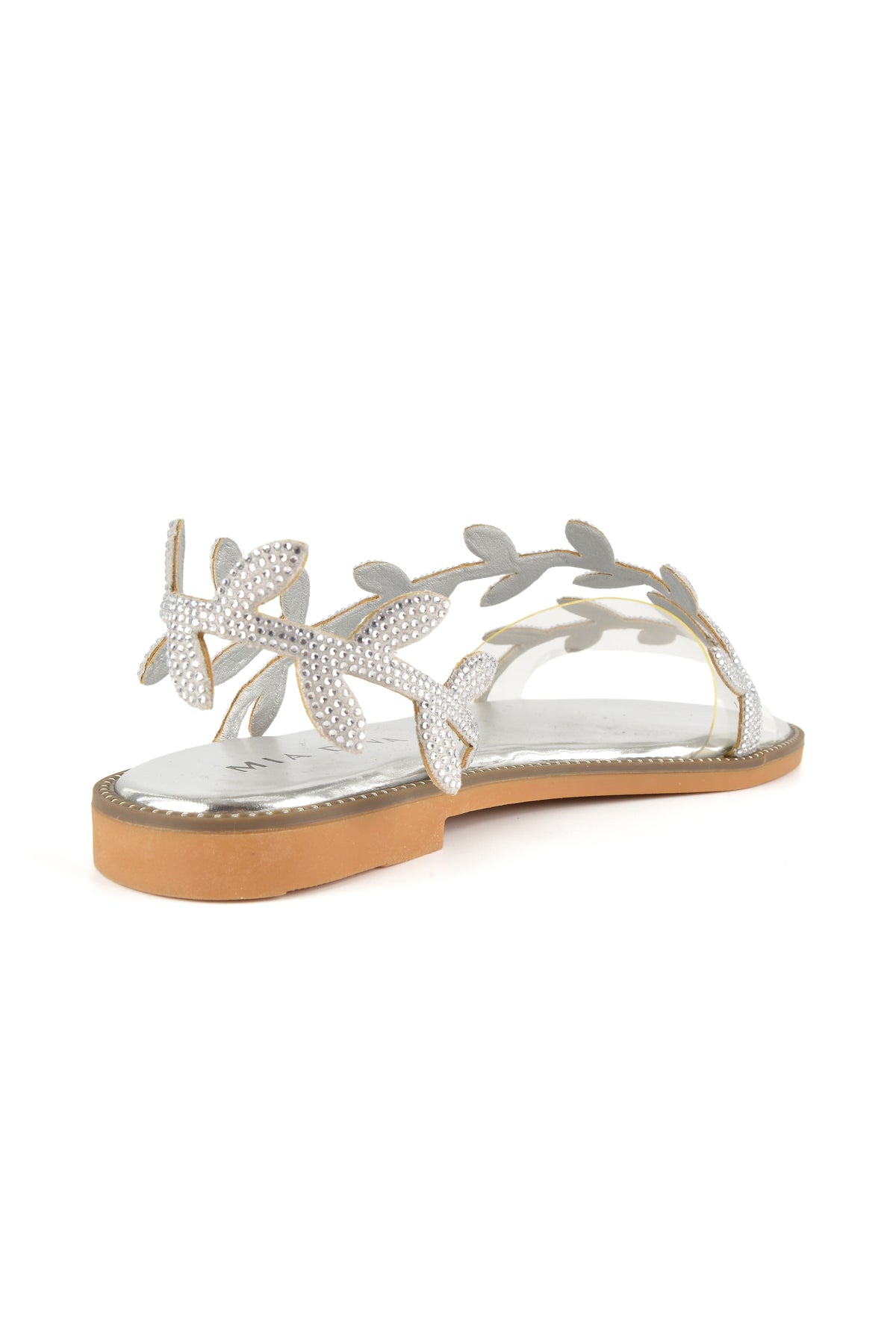 MIA DIVA Crystal Leaf Strap Flat Sandals Nymphia 25106