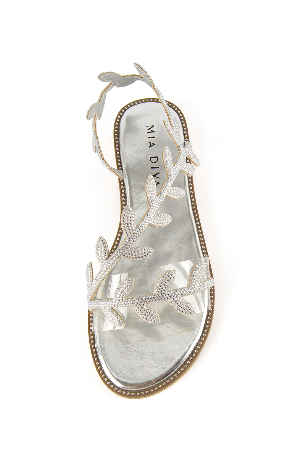 MIA DIVA Crystal Leaf Strap Flat Sandals Nymphia 25106