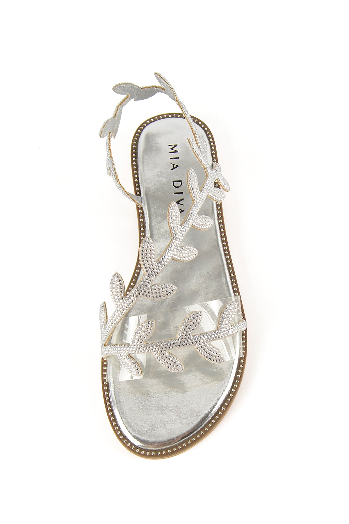 MIA DIVA Crystal Leaf Strap Flat Sandals Nymphia 25106