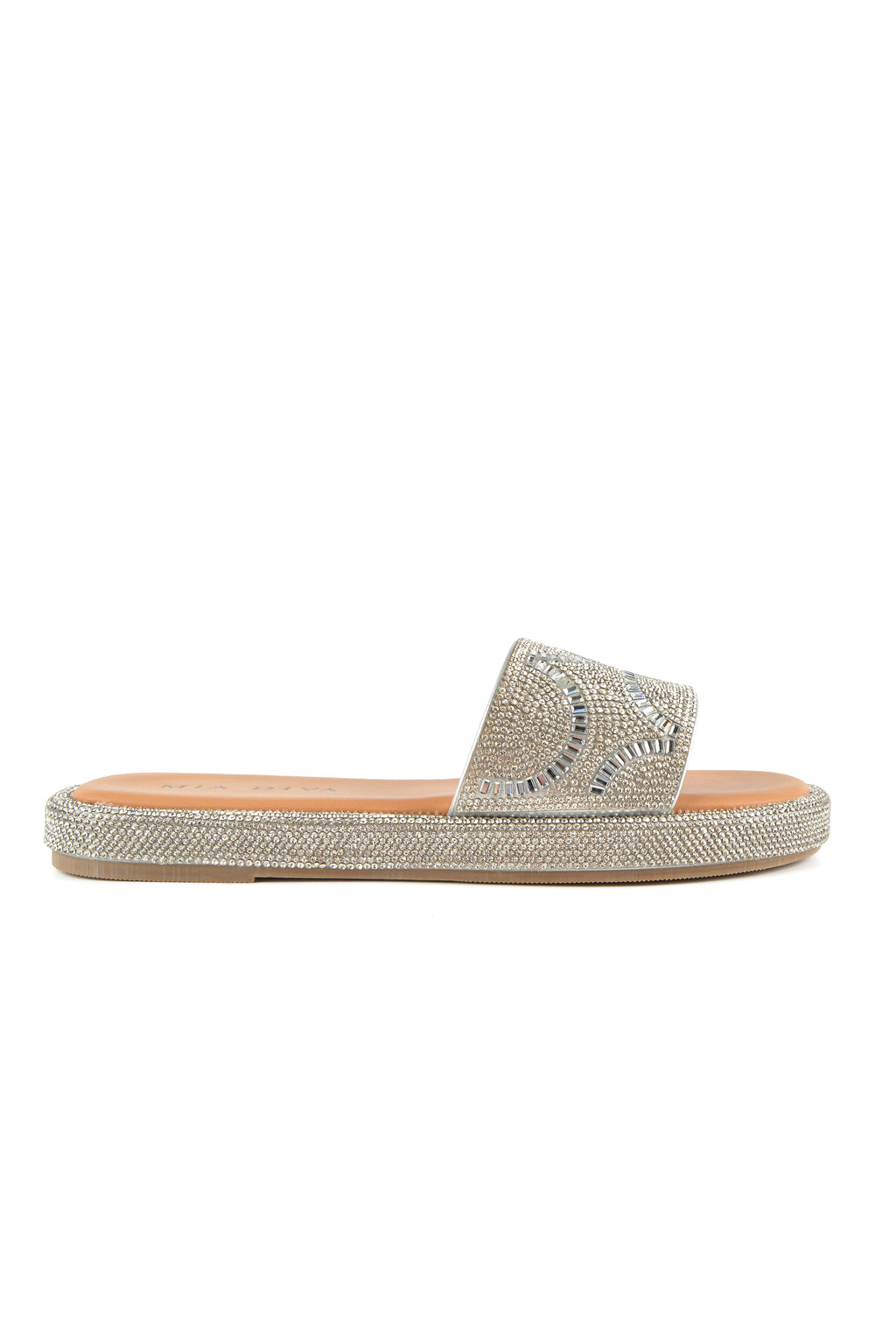 MIA DIVA Geometric Crystal Slide Sandal Dramar 25154