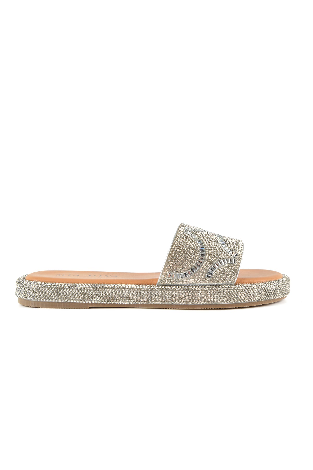 MIA DIVA Geometric Crystal Slide Sandal Dramar 25154