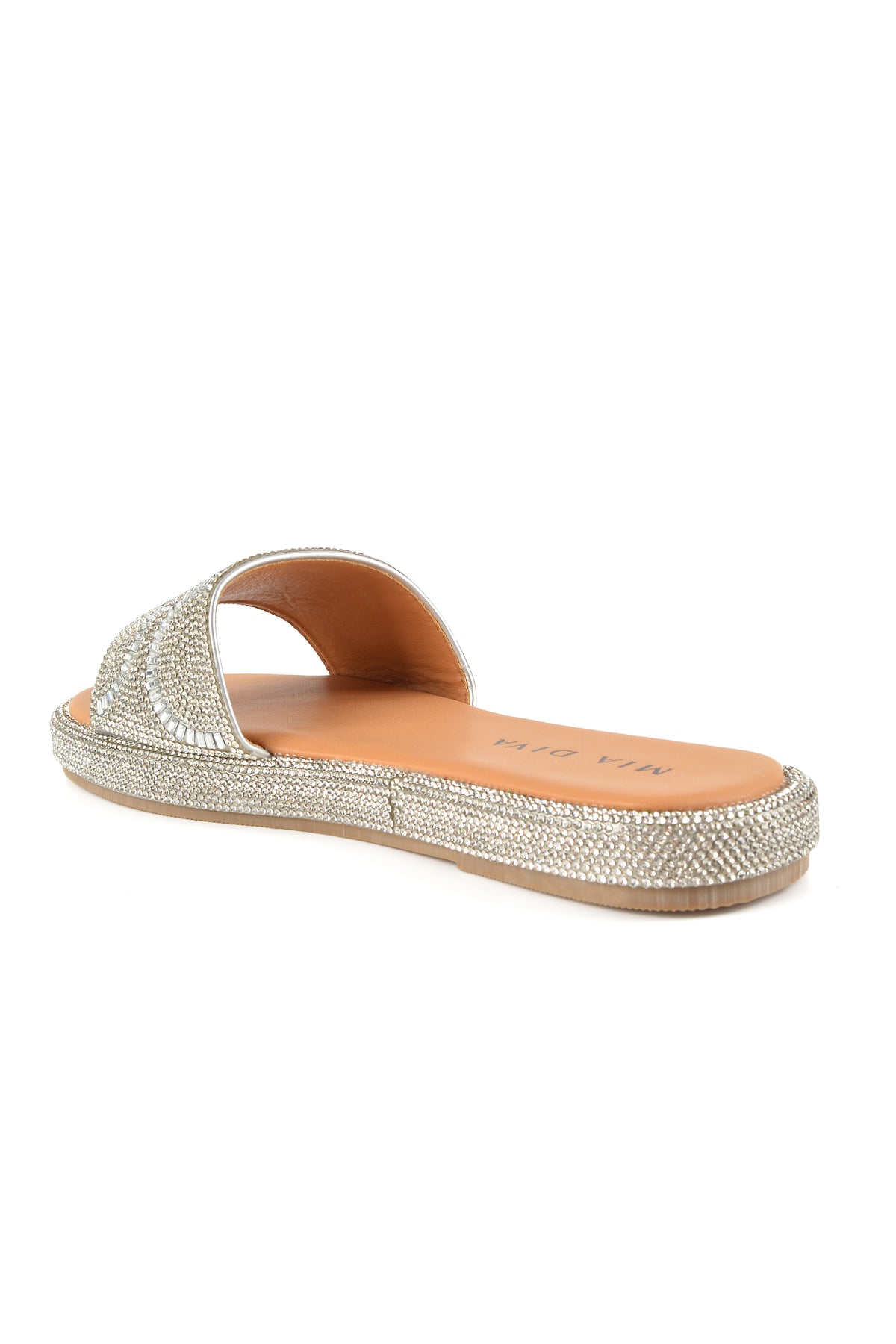 MIA DIVA Geometric Crystal Slide Sandal Dramar 25154
