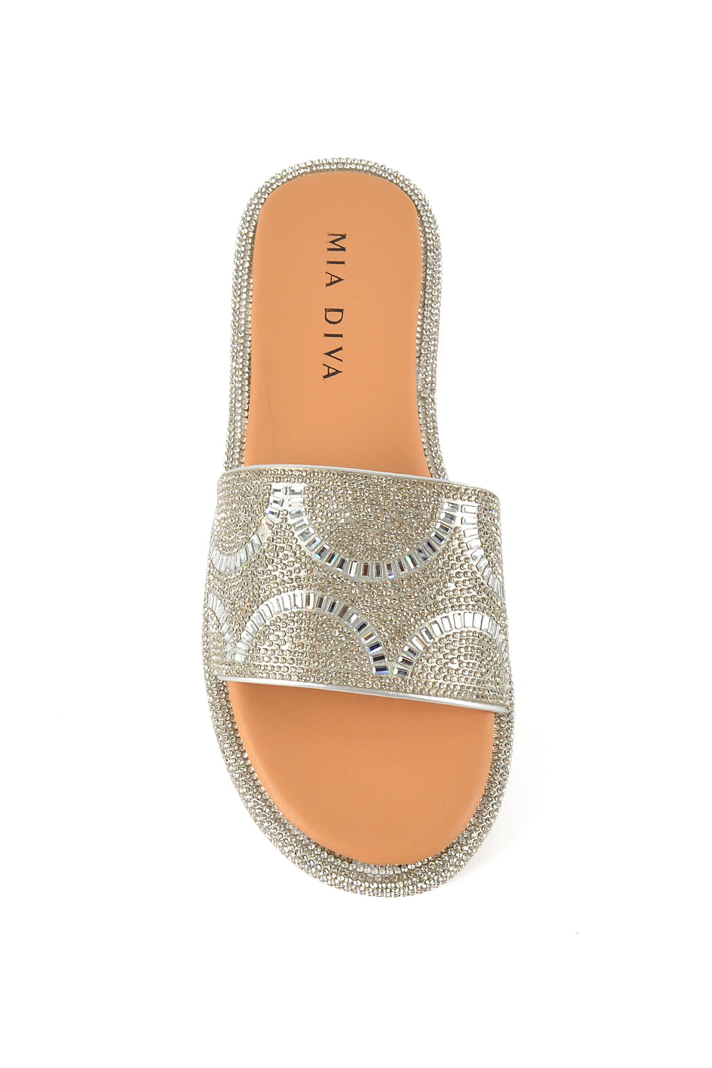 MIA DIVA Geometric Crystal Slide Sandal Dramar 25154