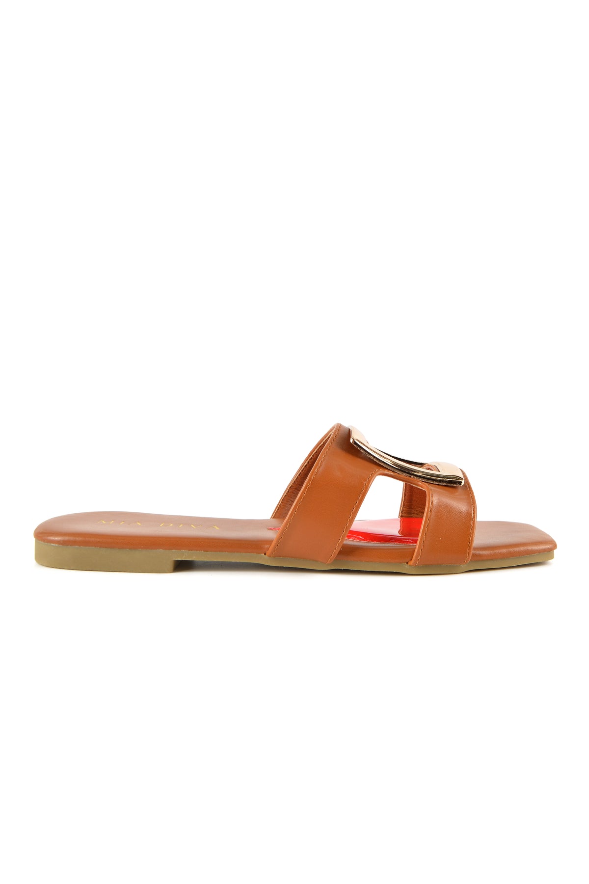 MIA DIVA Gold Square Buckle Flat Sandals Buka 2536