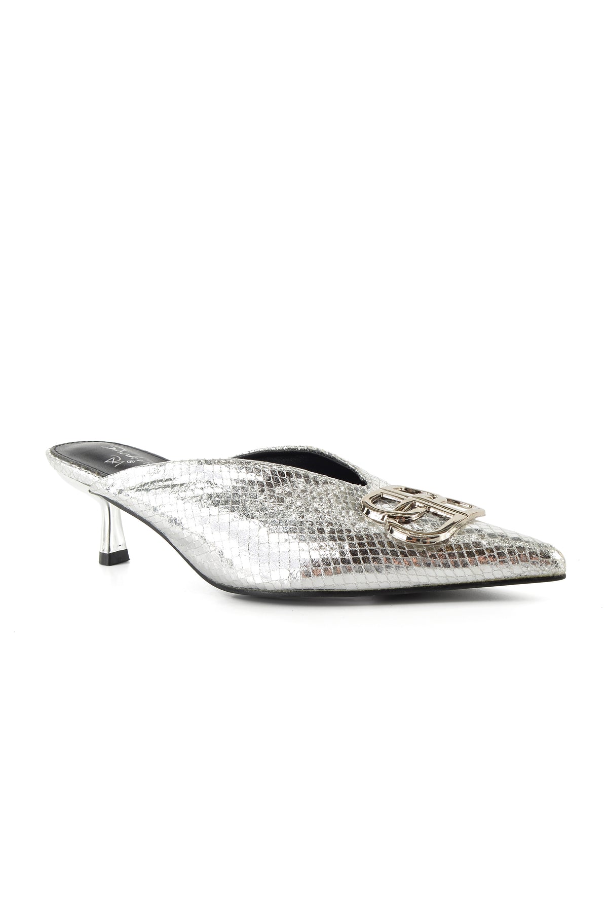 MIA DIVA Textured Metallic Buckle Heels Kosia 2595
