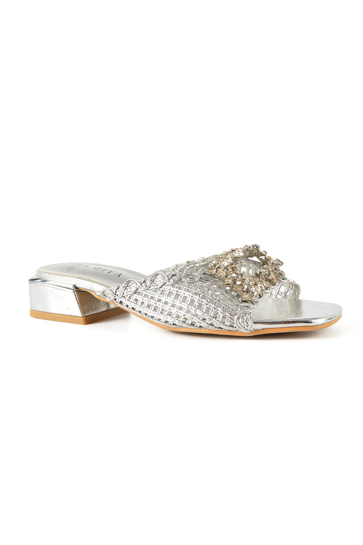 MIA DIVA Crystal Buckle Woven Mules Moria 25109