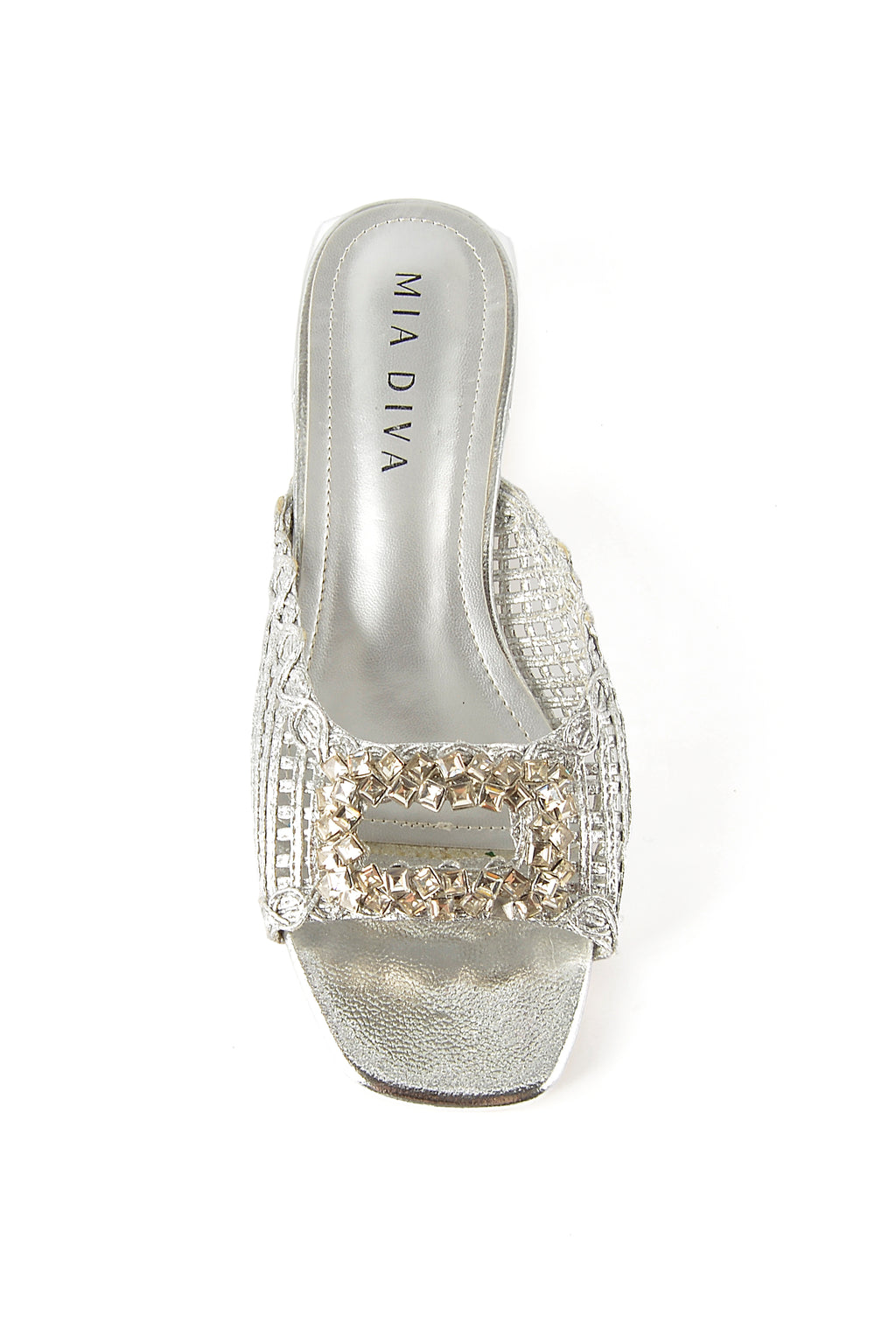 MIA DIVA Crystal Buckle Woven Mules Moria 25109