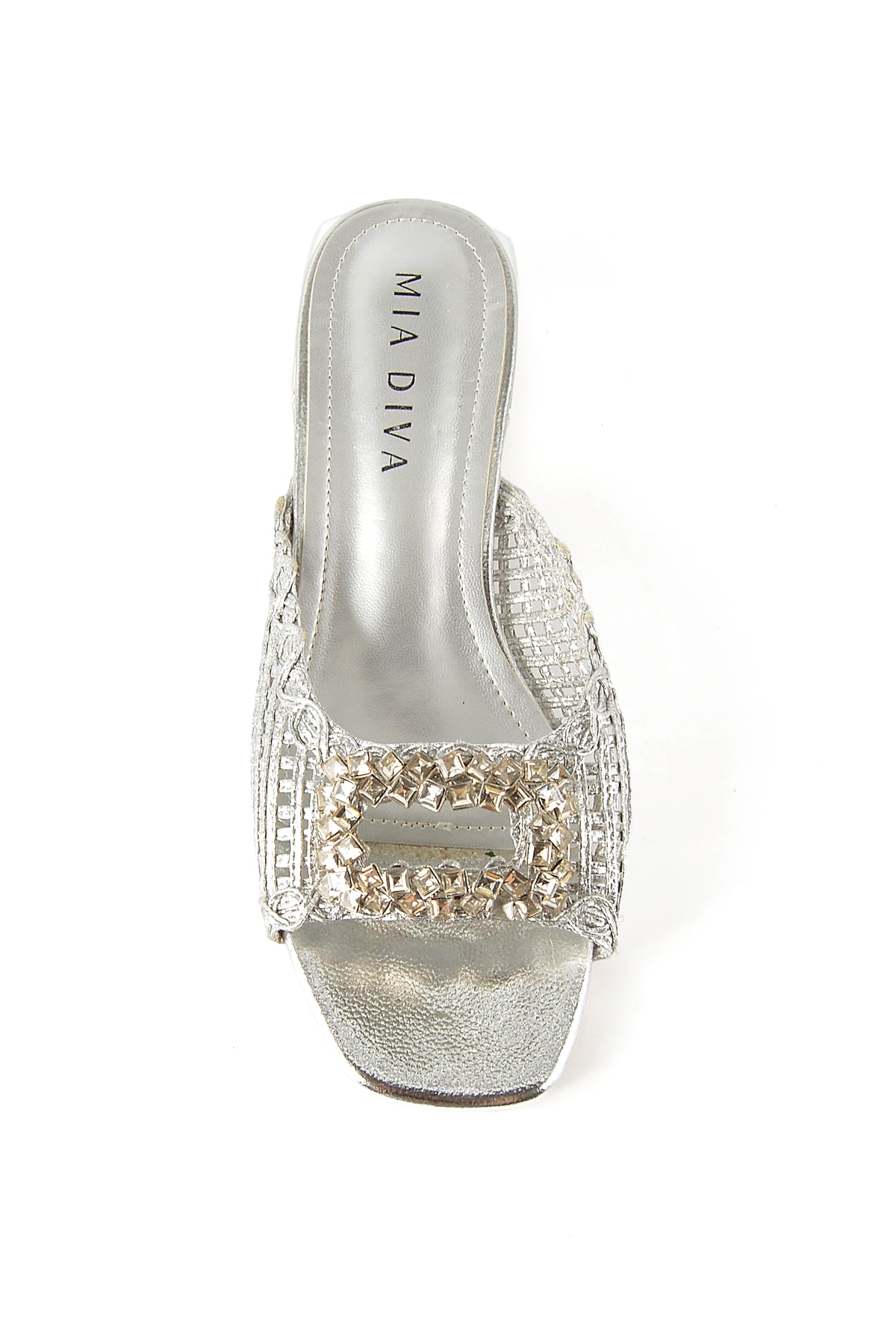 MIA DIVA Crystal Buckle Woven Mules Moria 25109