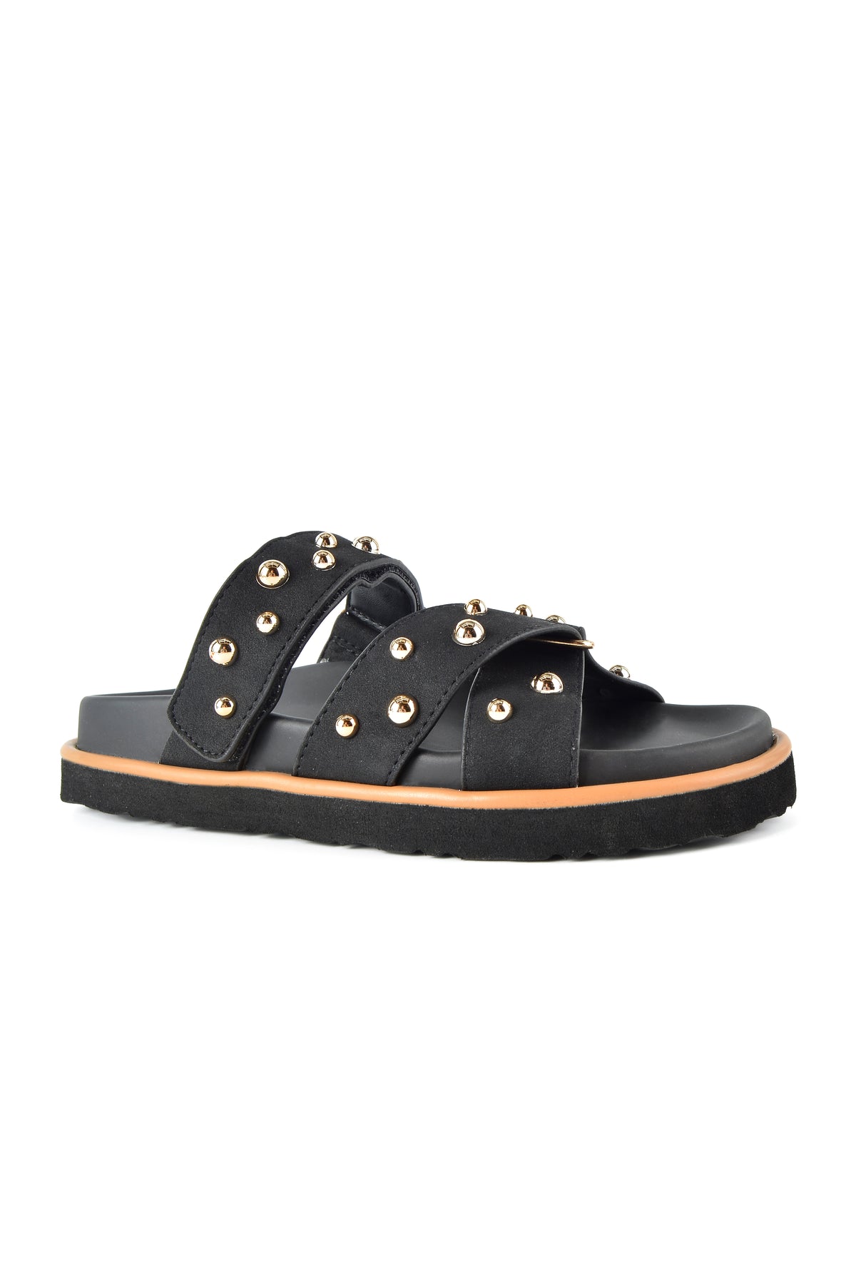 MIA DIVA Studded Cross-Strap Slide Sandals Lucia 2529