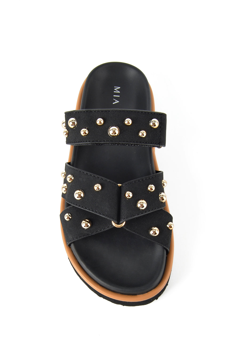 MIA DIVA Studded Cross-Strap Slide Sandals Lucia 2529