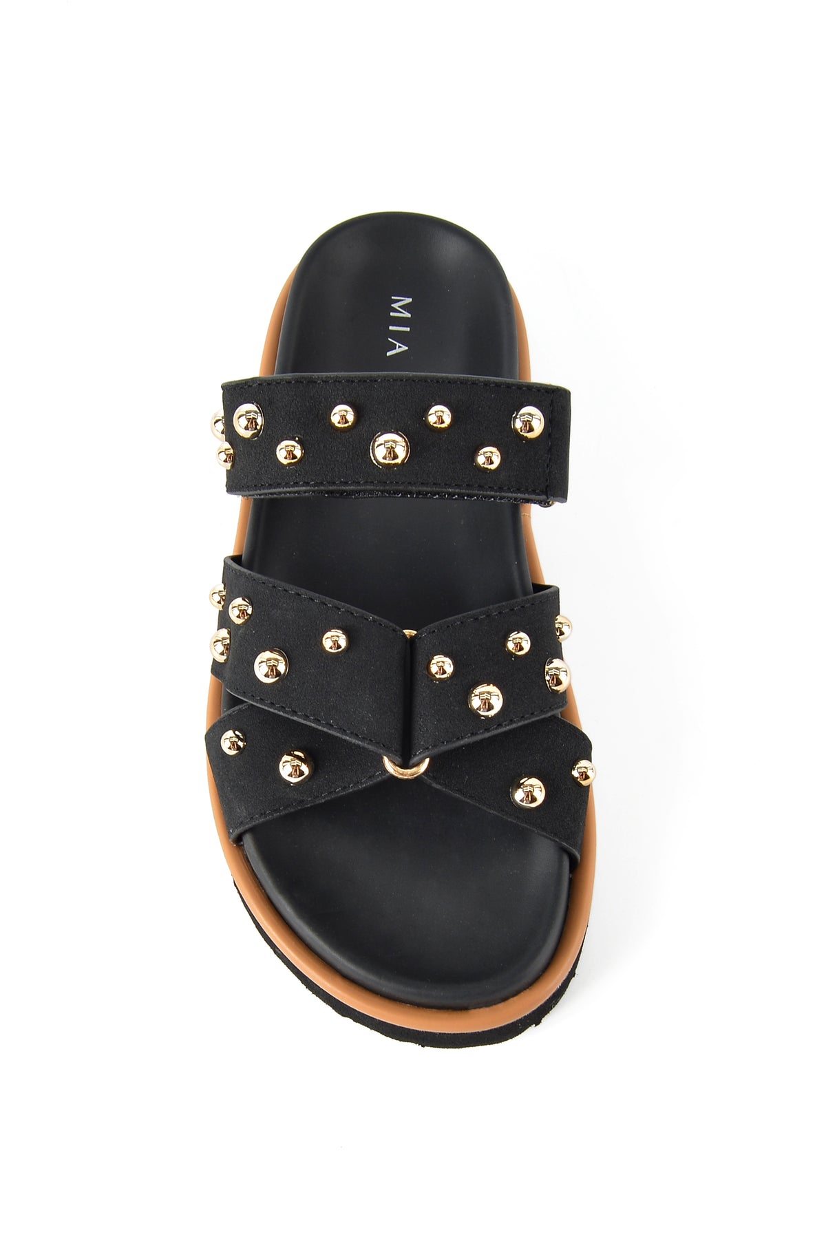 MIA DIVA Studded Cross-Strap Slide Sandals Lucia 2529