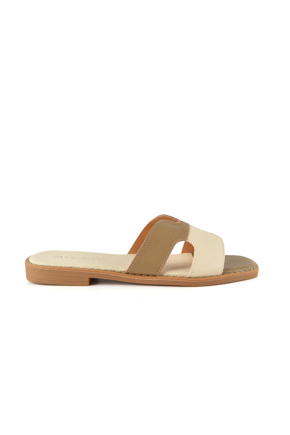 MIA DIVA Contrast Strap Flat Slide Sandals – Multicolor