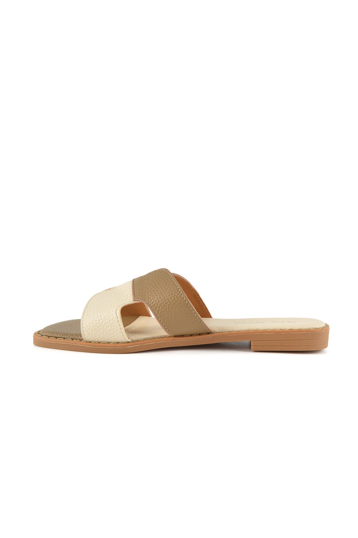 MIA DIVA Contrast Strap Flat Slide Sandals – Multicolor