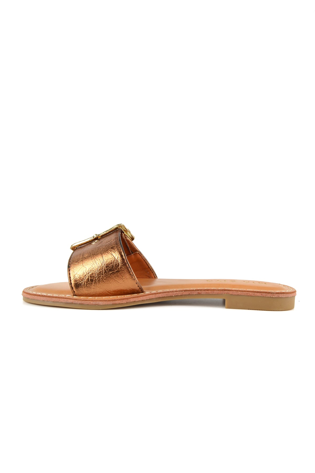 MIA DIVA Metallic Buckle Flat Slide Sandals Bilie 2514