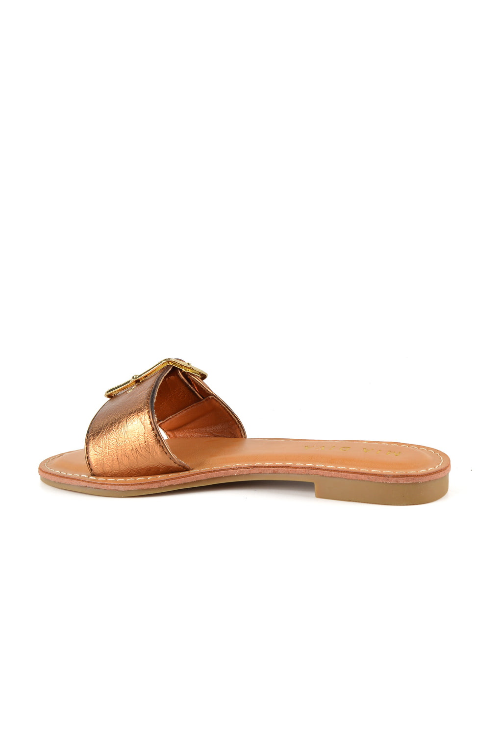 MIA DIVA Metallic Buckle Flat Slide Sandals Bilie 2514