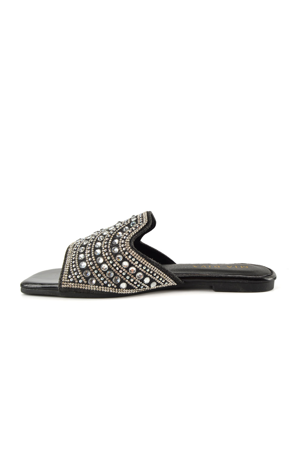 MIA DIVA Rhinestone Flat Slide Sandal Lucca 2539