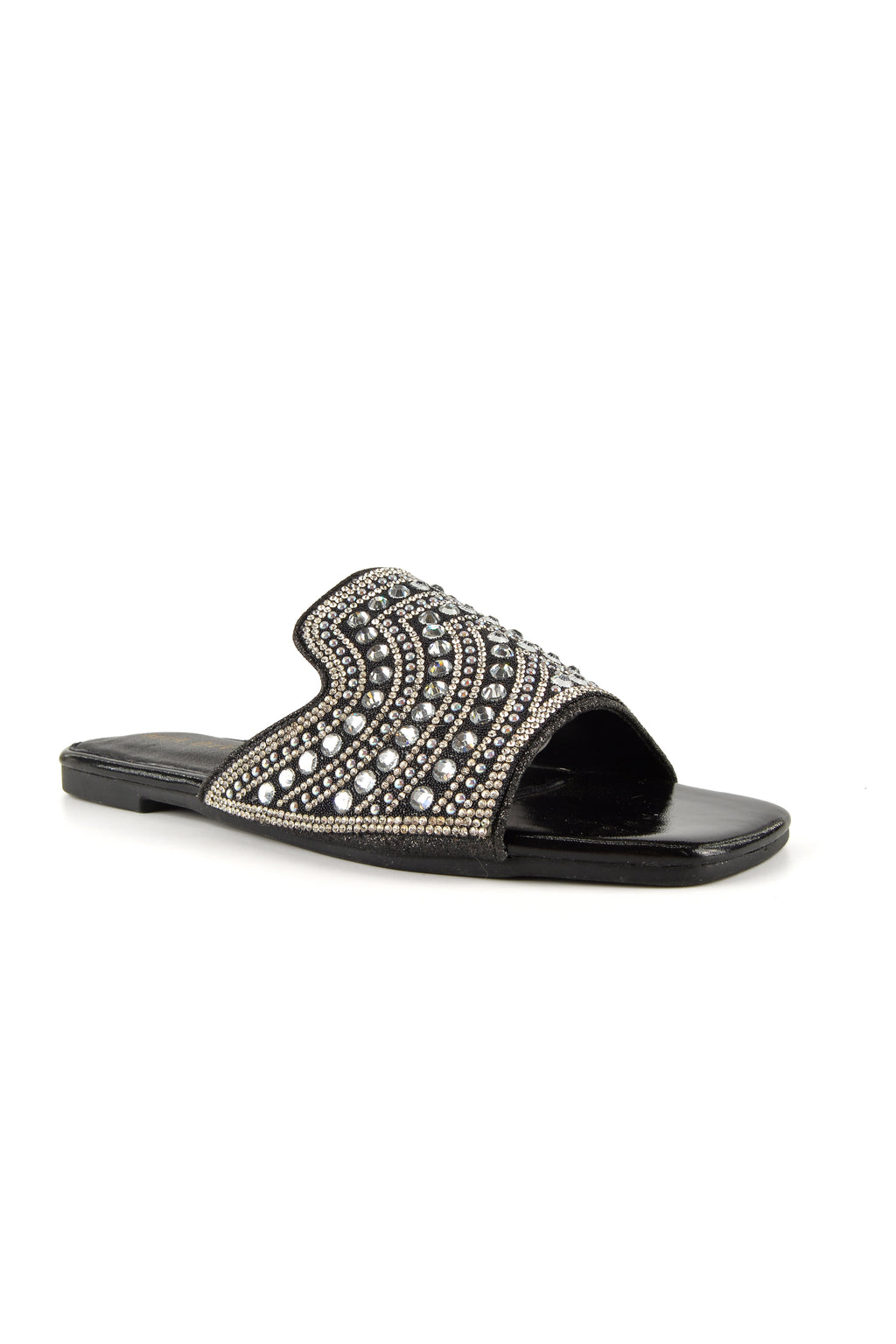MIA DIVA Rhinestone Flat Slide Sandal Lucca 2539