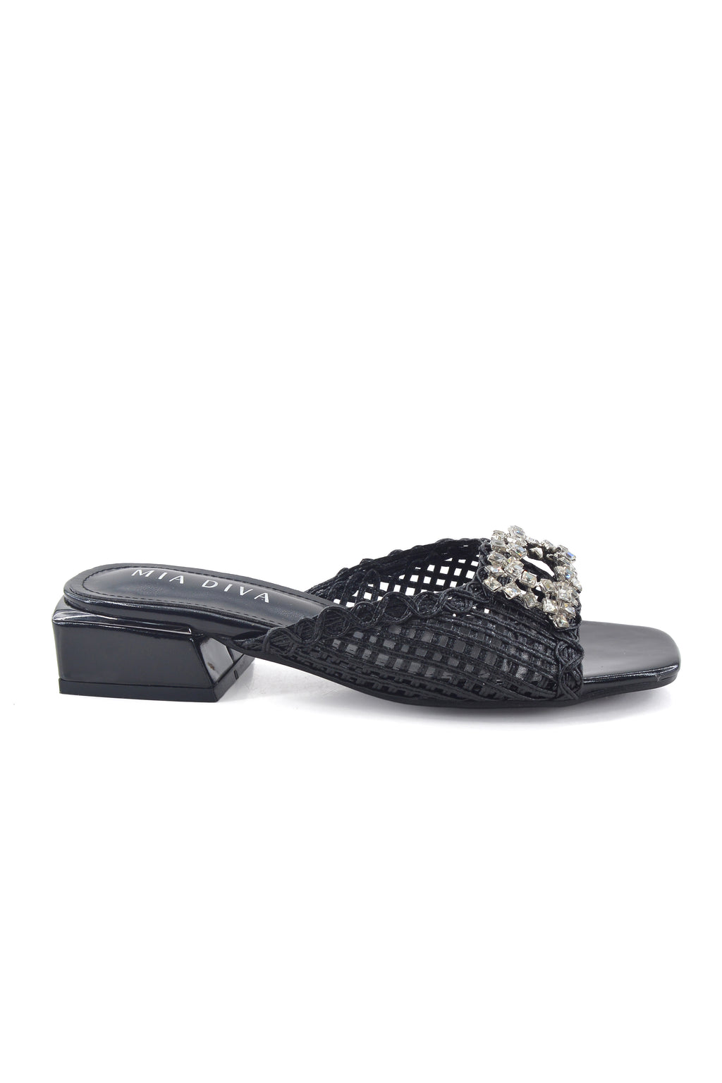 MIA DIVA Crystal Buckle Woven Mules Moria 25109