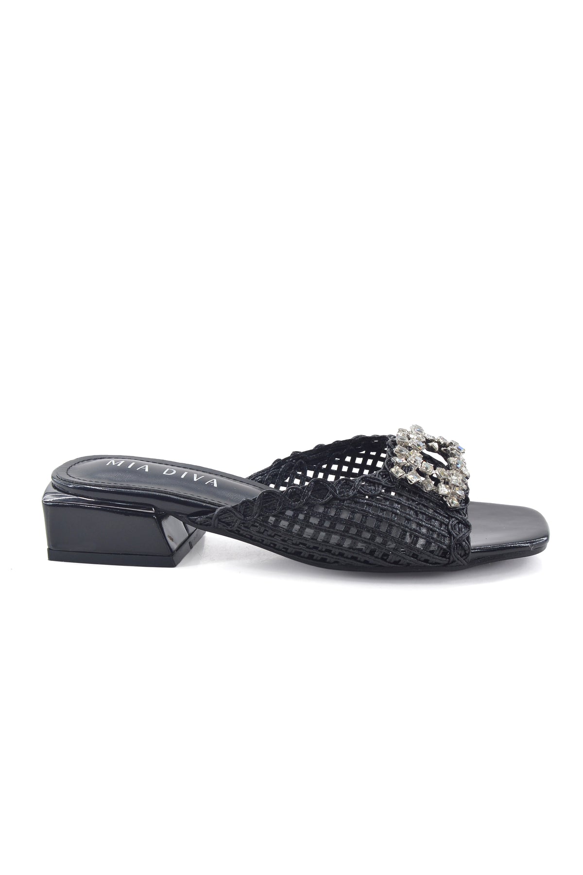 MIA DIVA Crystal Buckle Woven Mules Moria 25109