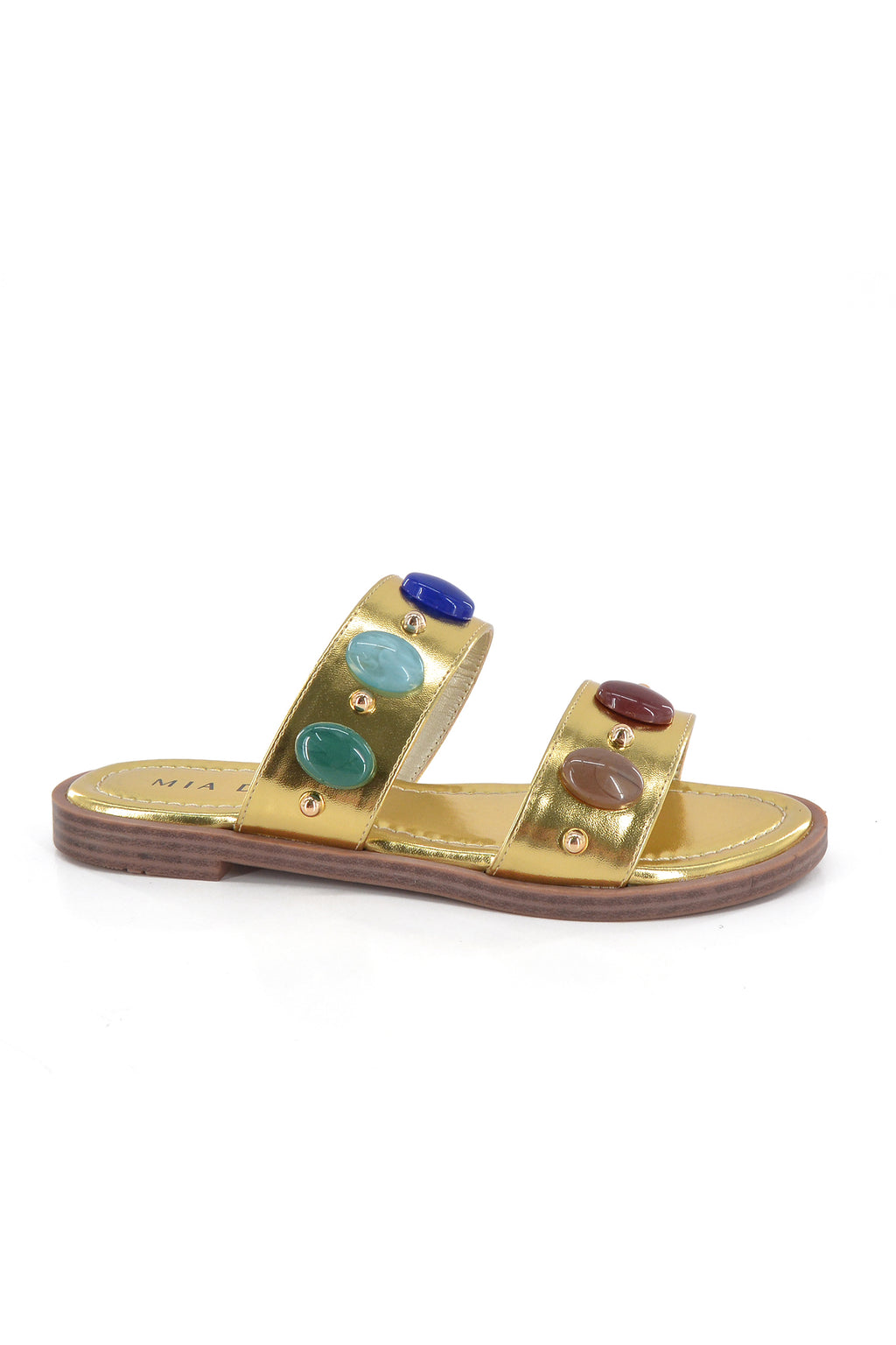 MIA DIVA Colorful Gem Double Strap Flat Sandals Bazara 2543