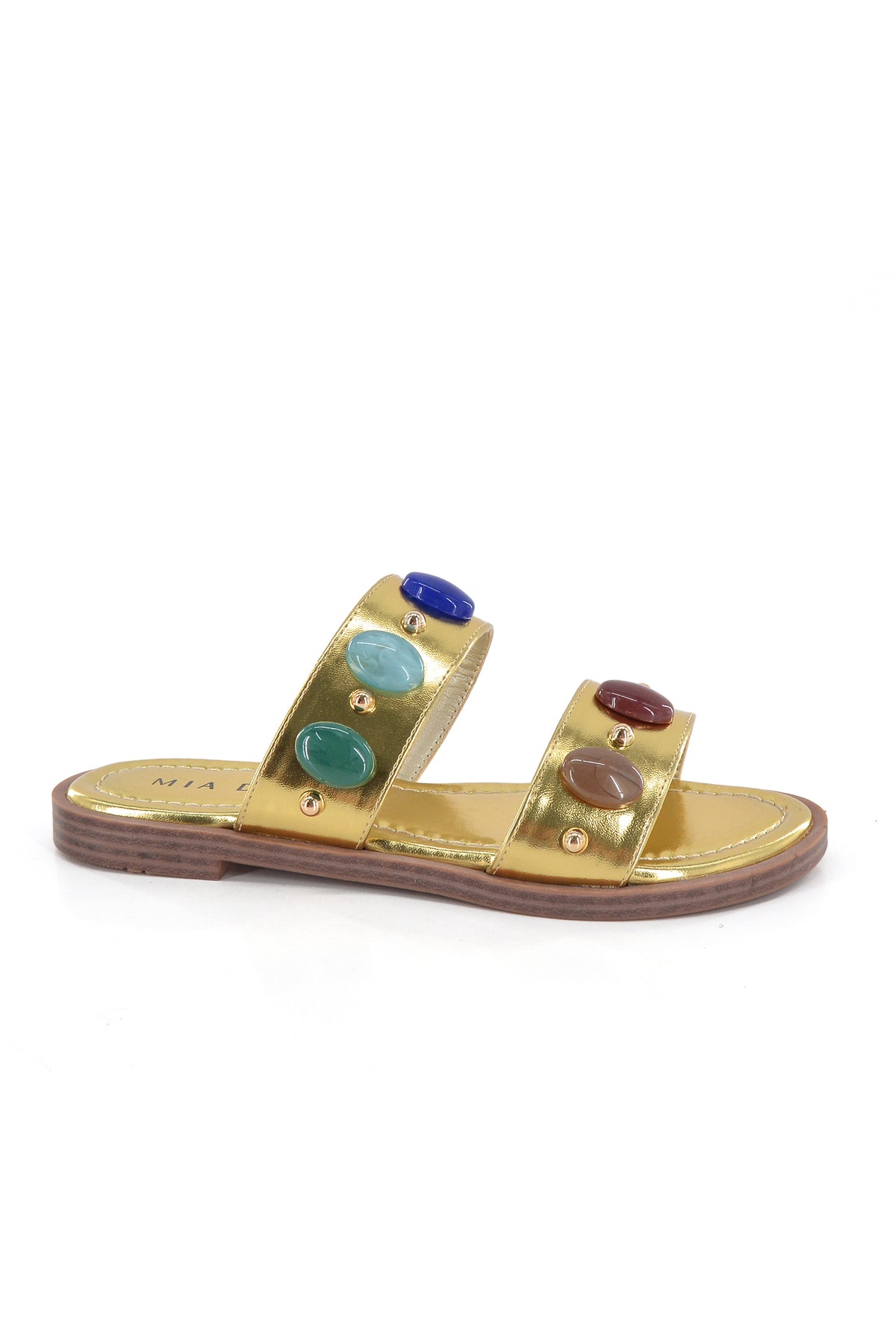 MIA DIVA Colorful Gem Double Strap Flat Sandals Bazara 2543