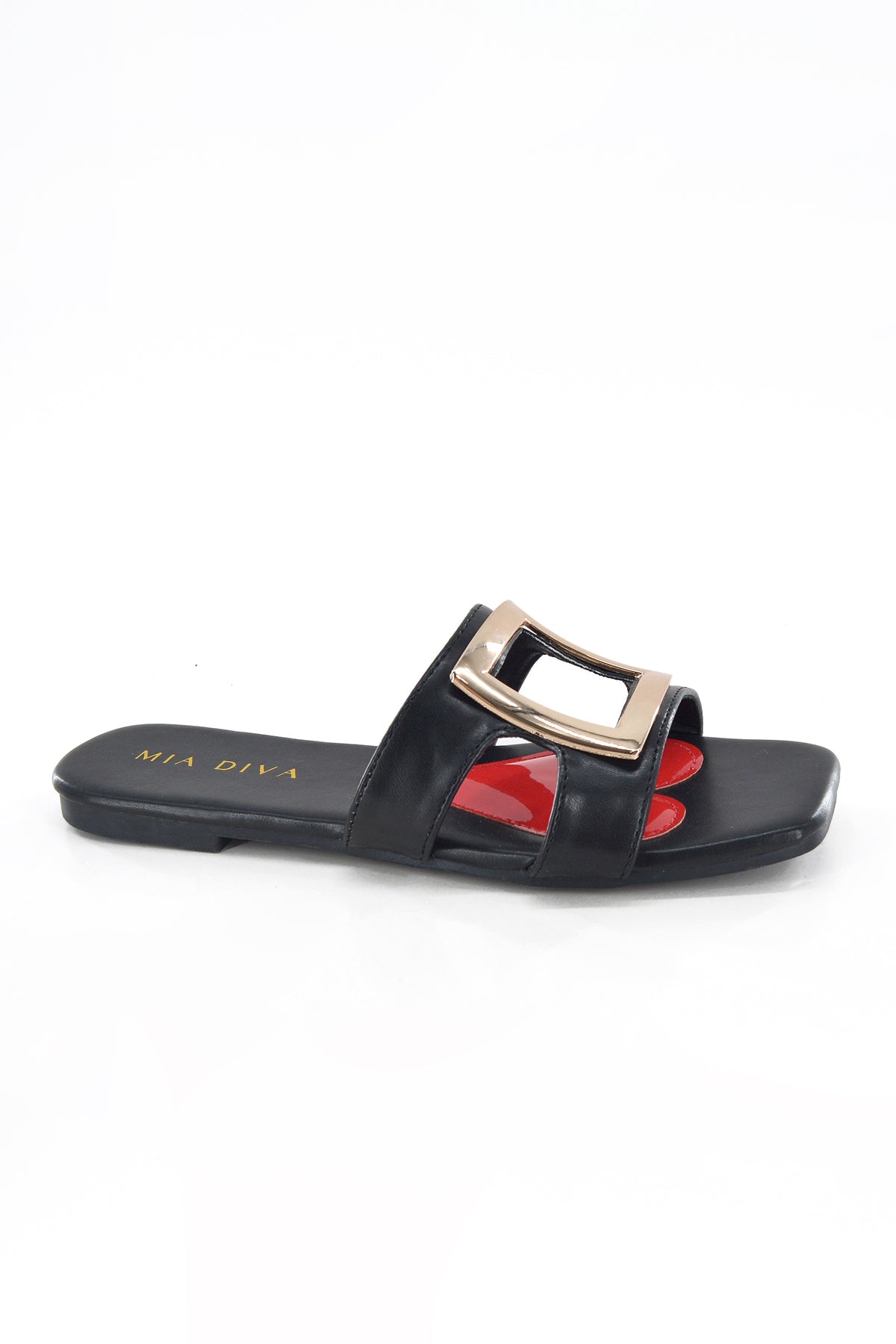 MIA DIVA Gold Square Buckle Flat Sandals Buka 2536