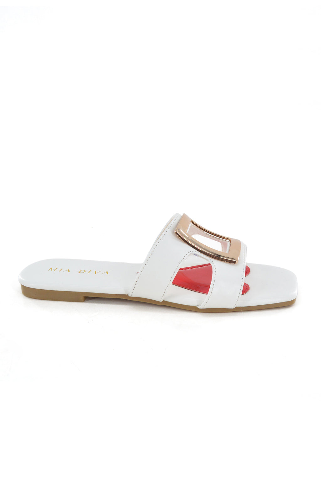 MIA DIVA Gold Square Buckle Flat Sandals Buka 2536