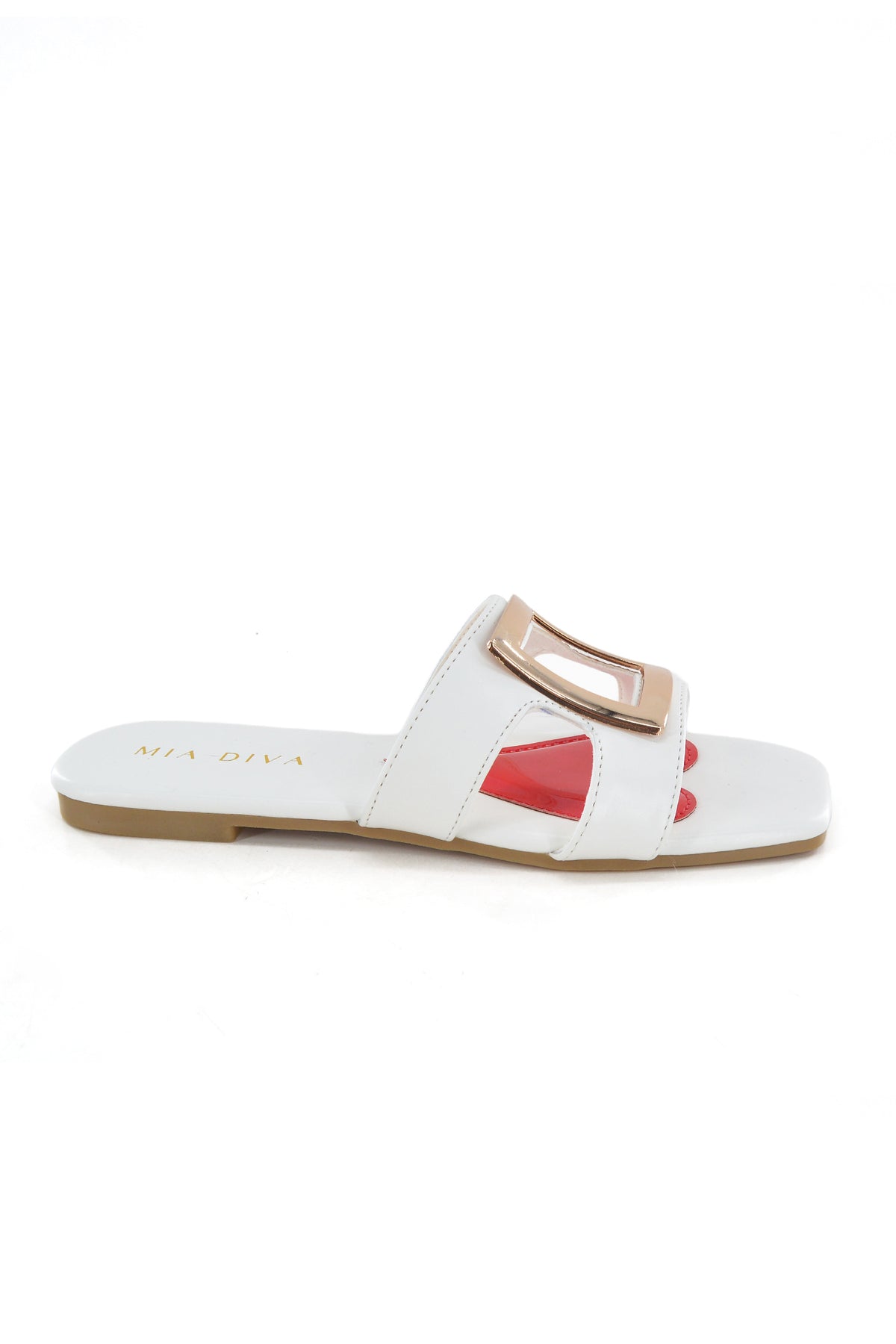 MIA DIVA Gold Square Buckle Flat Sandals Buka 2536