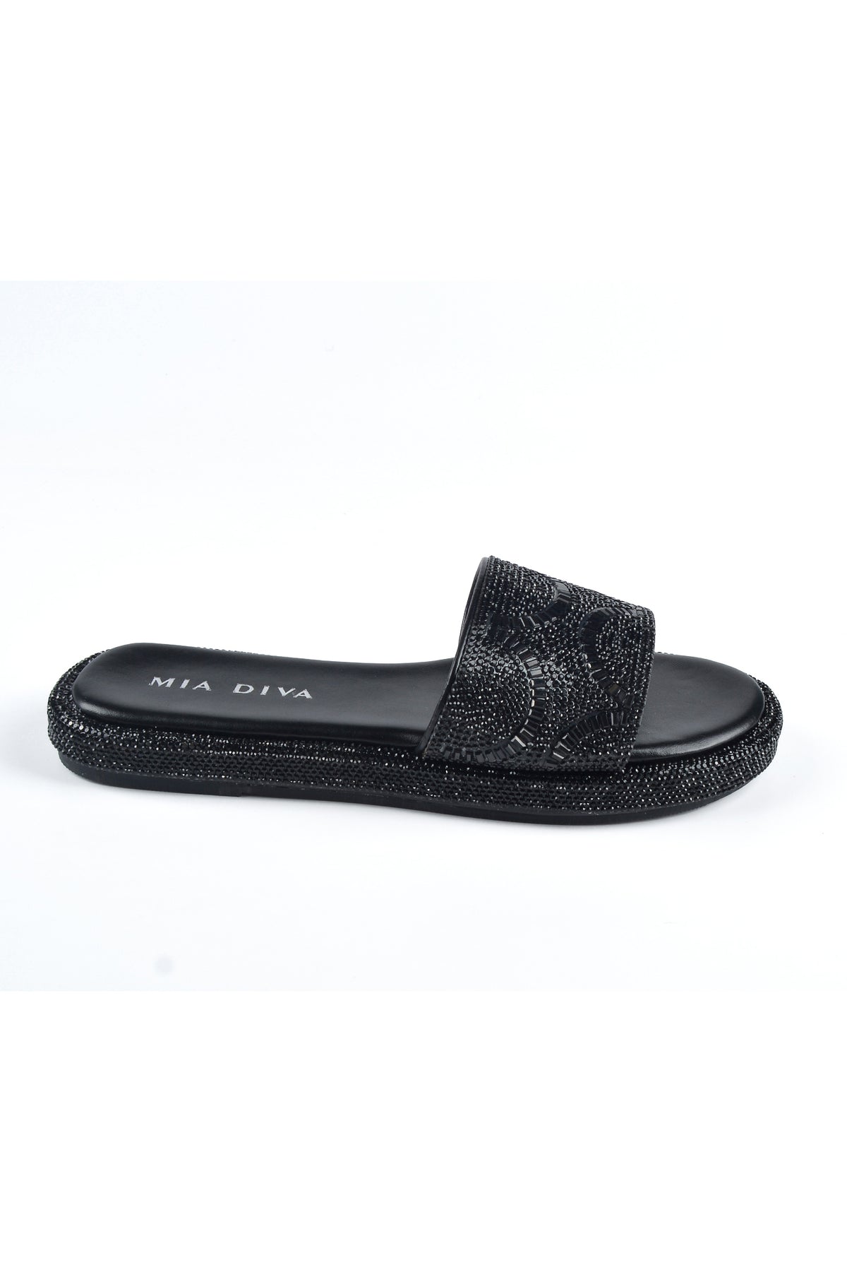 MIA DIVA Geometric Crystal Slide Sandal Dramar 25154
